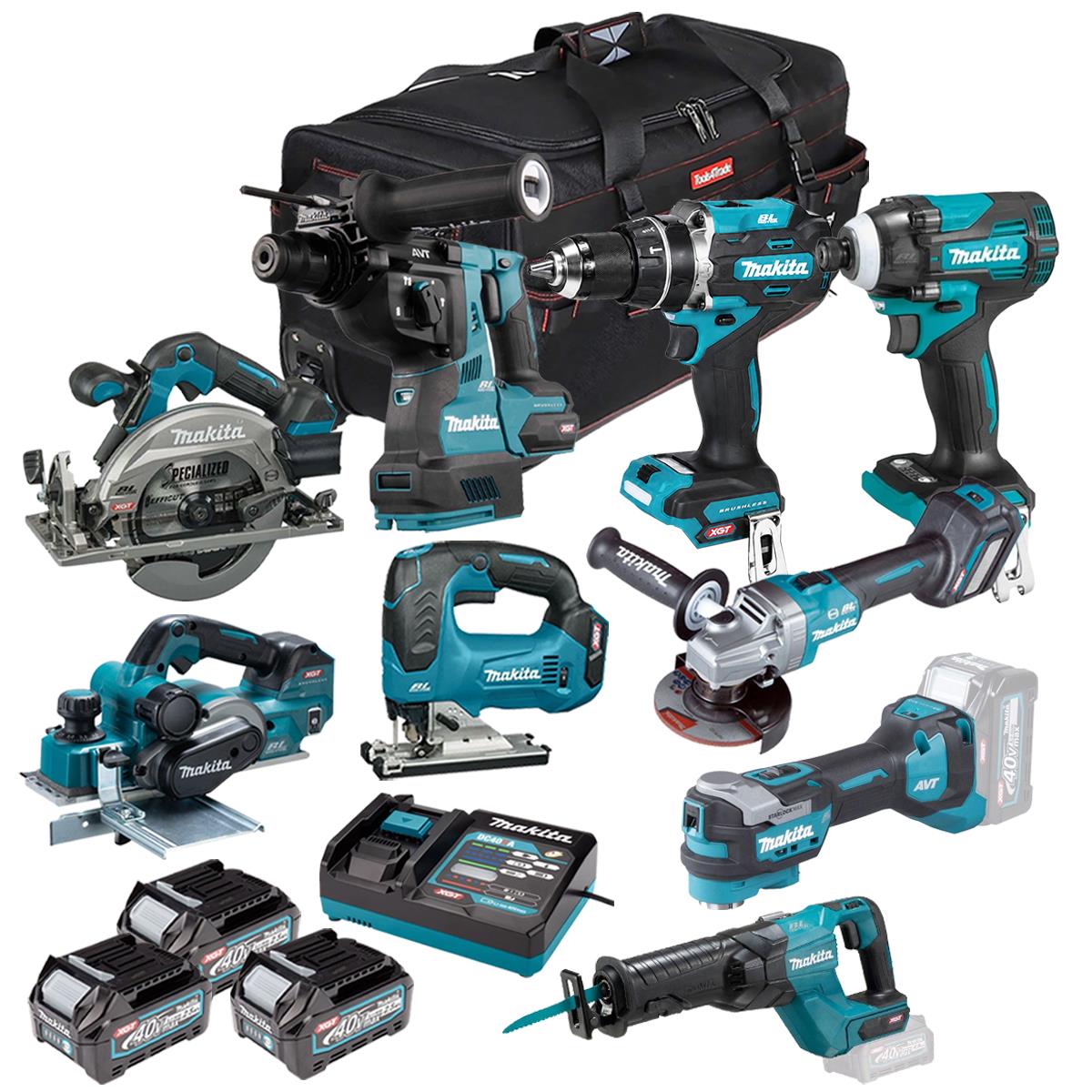 Makita 40V 9 Piece Combo Kit with 3 x 2.5Ah Batteries & Charger T4TKIT-7516
