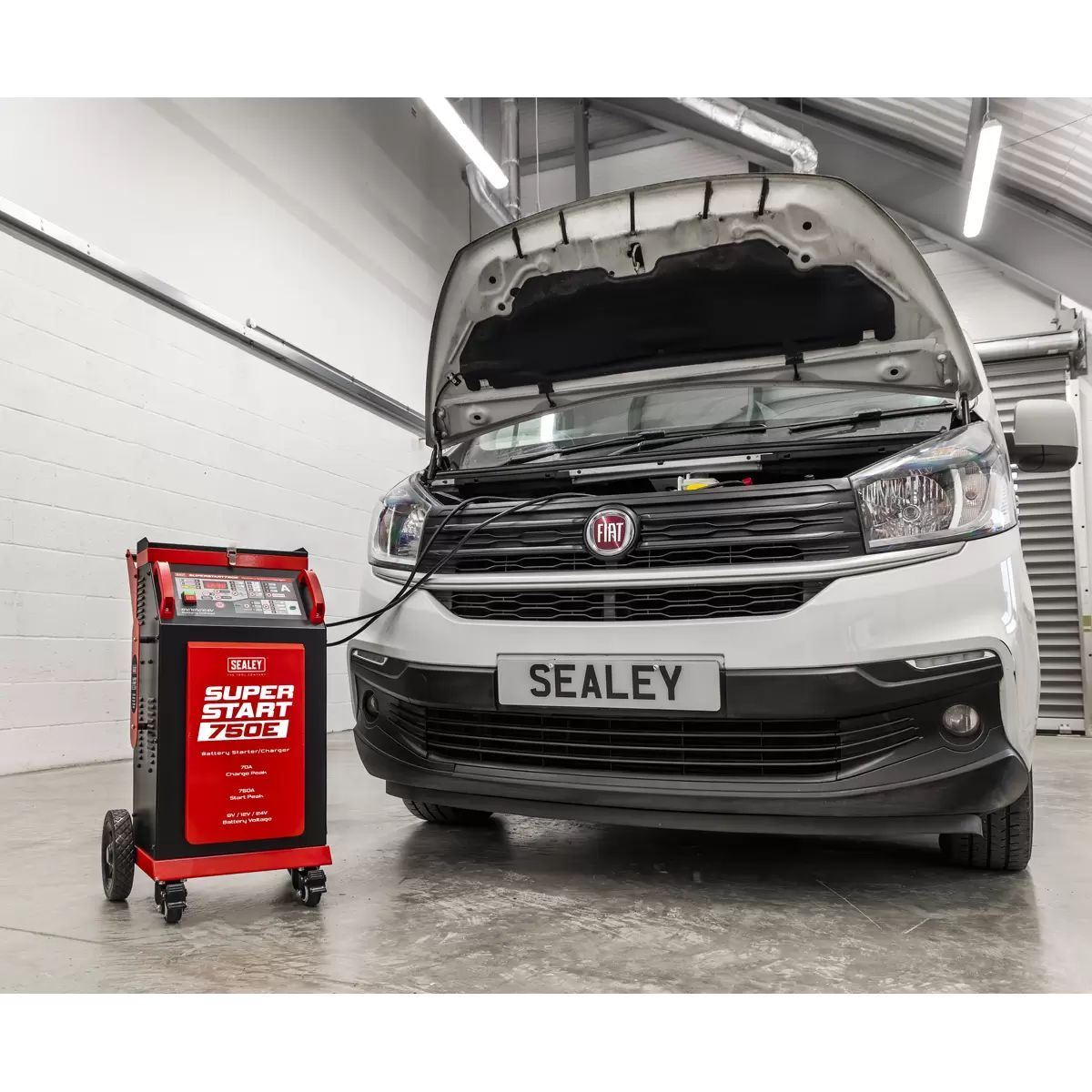 Sealey SUPERSTART750E 6/12/24V Battery Starter Charger 750A/230V