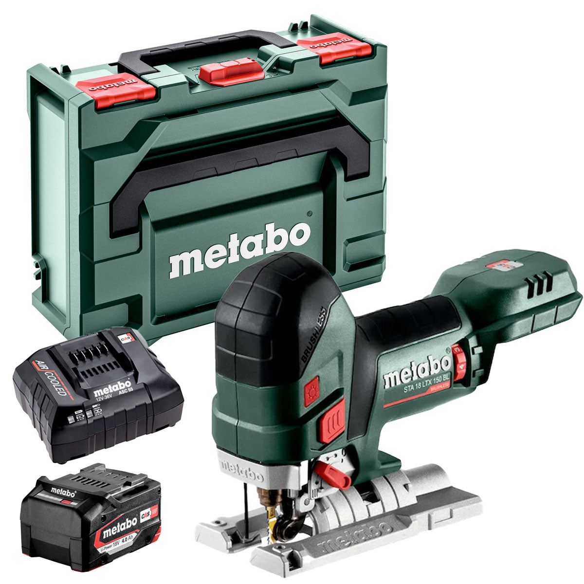 Metabo STA 18 LTX 150 BL 18V Brushless Body Grip Jigsaw with 1 x 4.0Ah Battery Charger & Metabox