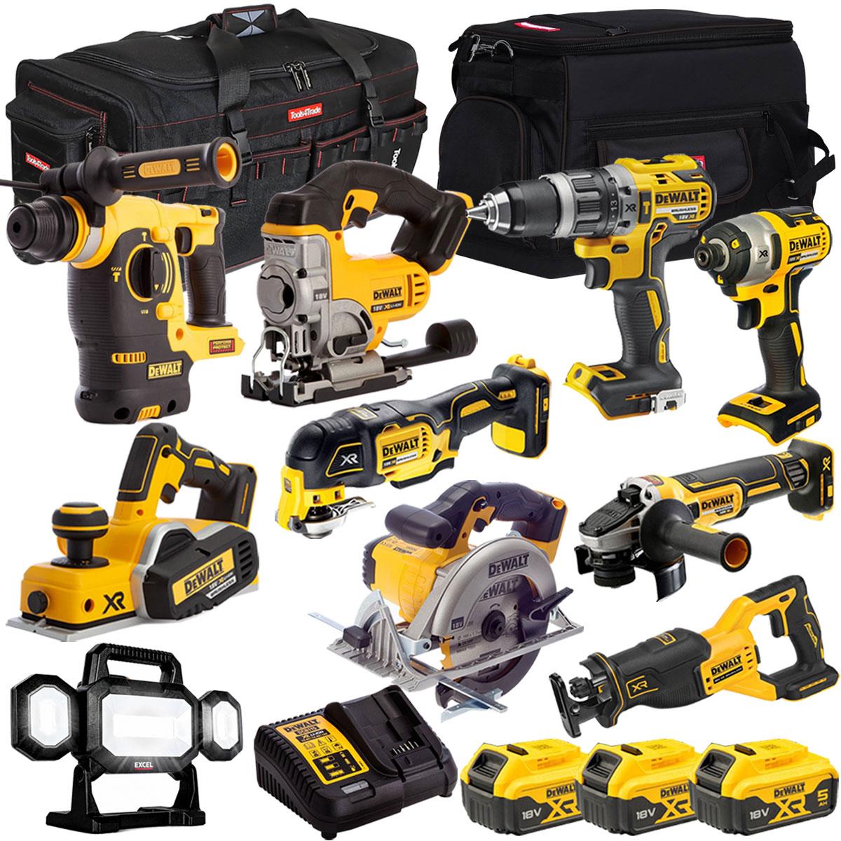 Dewalt 18V 10 Piece Power Tool Kit with 3 x 5.0Ah Battery & Charger DEW-KIT4M