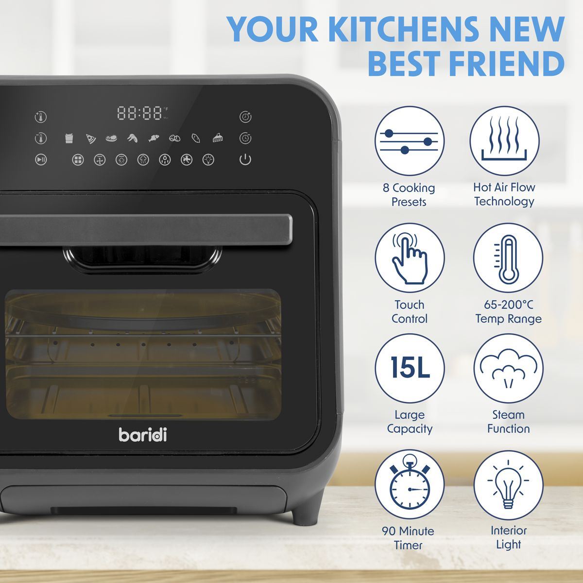 Sealey DH171 Baridi Steam Air Fryer Oven 15L Capacity