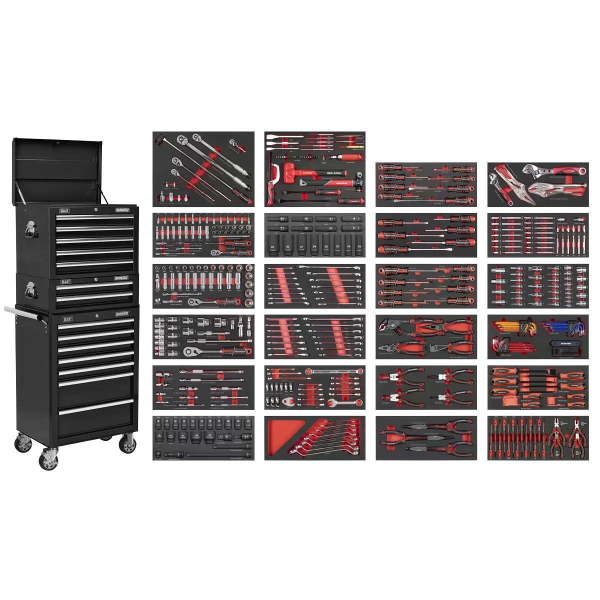 Sealey SPTCOMBO3B Superline PRO Tool Chest Combination 14 Drawer with 447pc Tool Kit Black