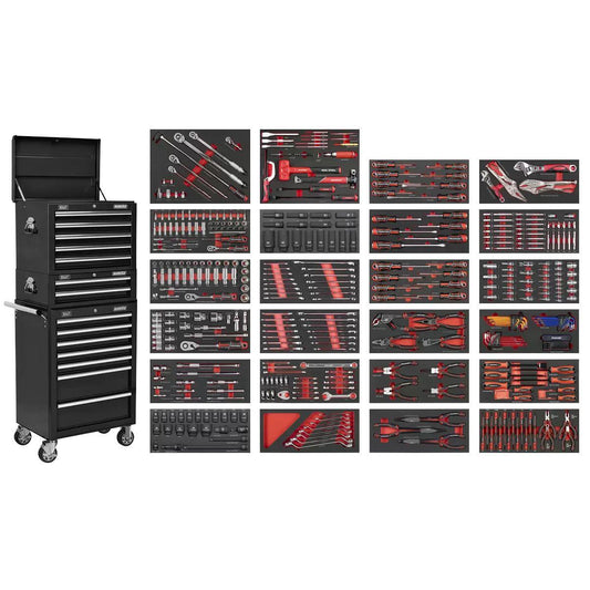 Sealey SPTCOMBO3B Superline PRO Tool Chest Combination 14 Drawer with 447pc Tool Kit Black