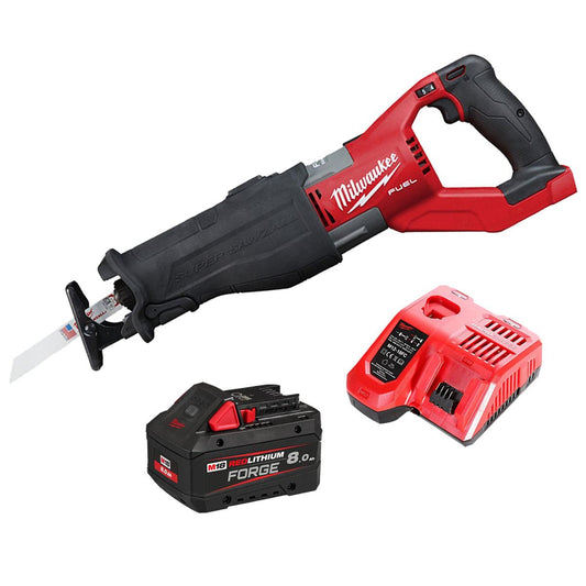 Milwaukee M18FSX-0 18V M18 FUEL Sawzall Reciprocating Saw with 1 x 8.0Ah Battery & Charger
