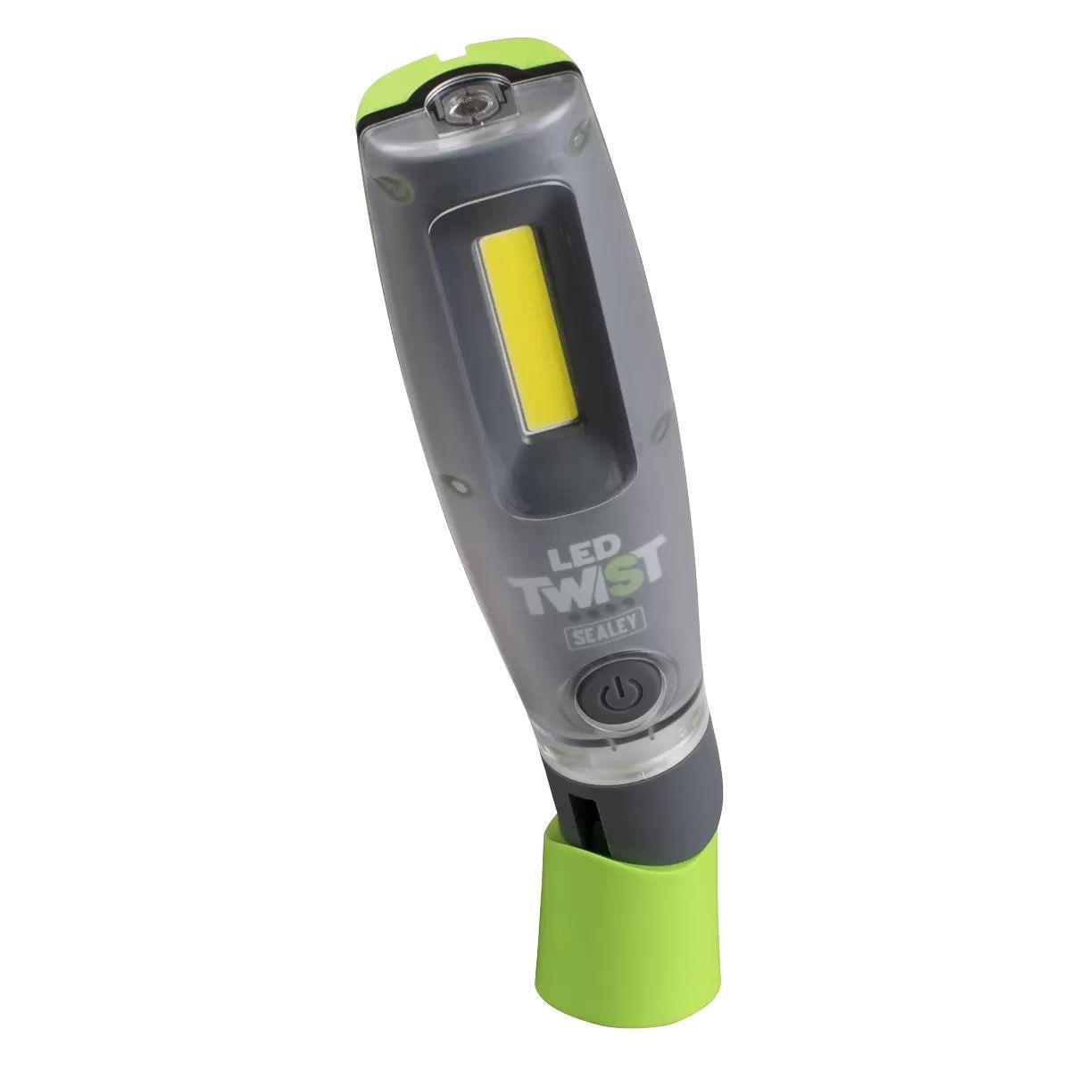 Sealey LED2001GDB LED Twist Rechargeable Inspection Light 16W Cob & 1W Smd Green Display Box of 12
