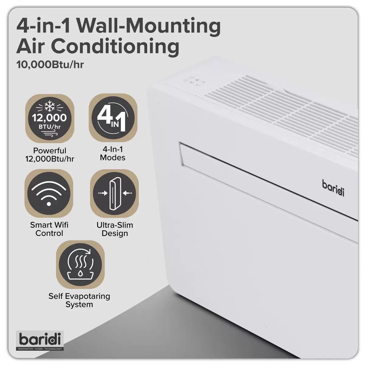Sealey DH433 Baridi 4-in-1 Smart Monobloc Wall-Mounting Air Conditioning White 230V