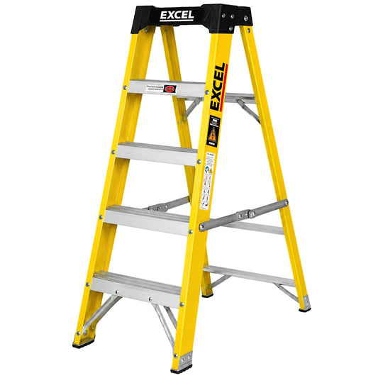 Excel Electricians Fibreglass Step Ladder 5 Tread 1.2m Heavy Duty