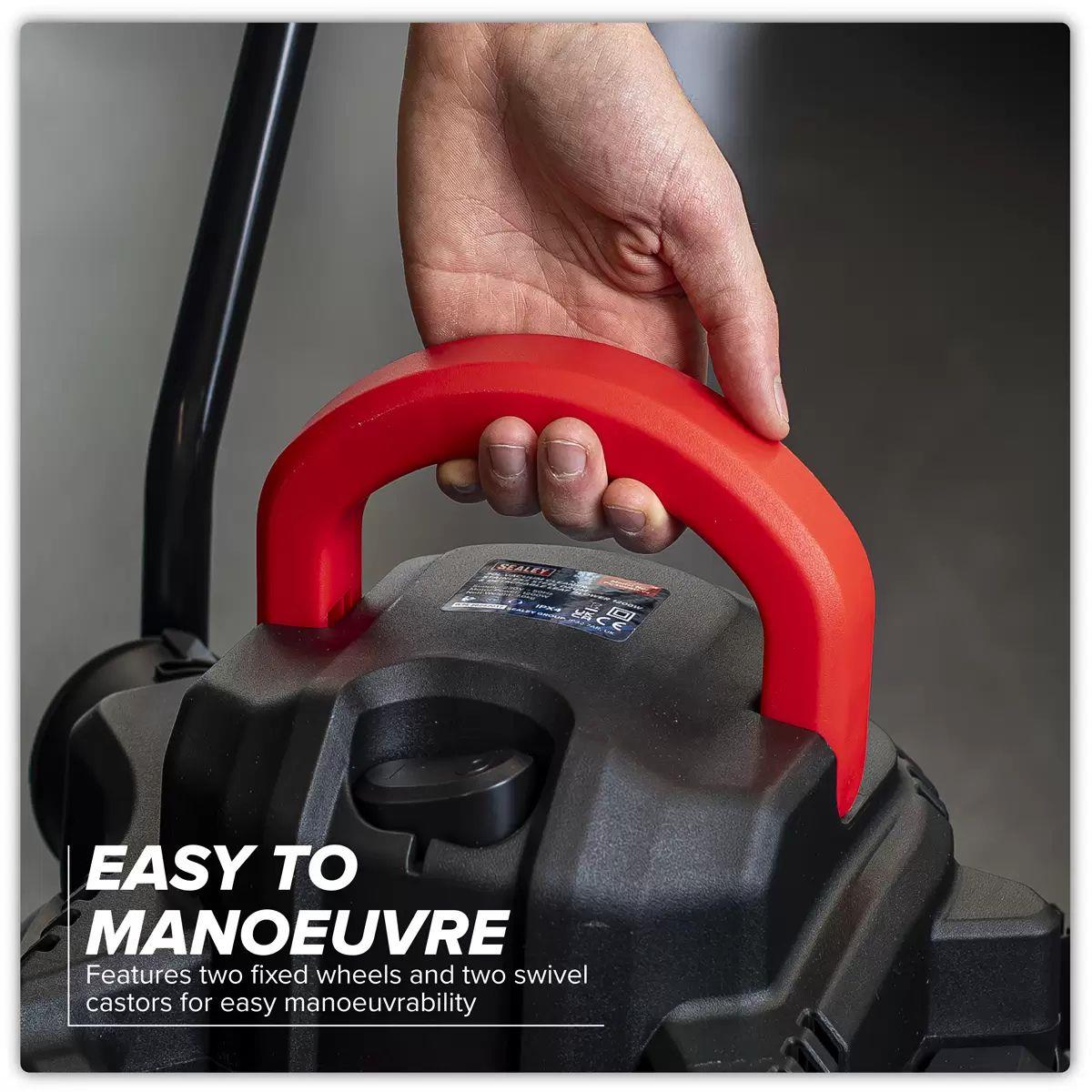 Sealey PC300SD 30L Vacuum Cleaner Wet & Dry with Stainless Steel Drum & Detachable Leaf Blower 1200W/230V