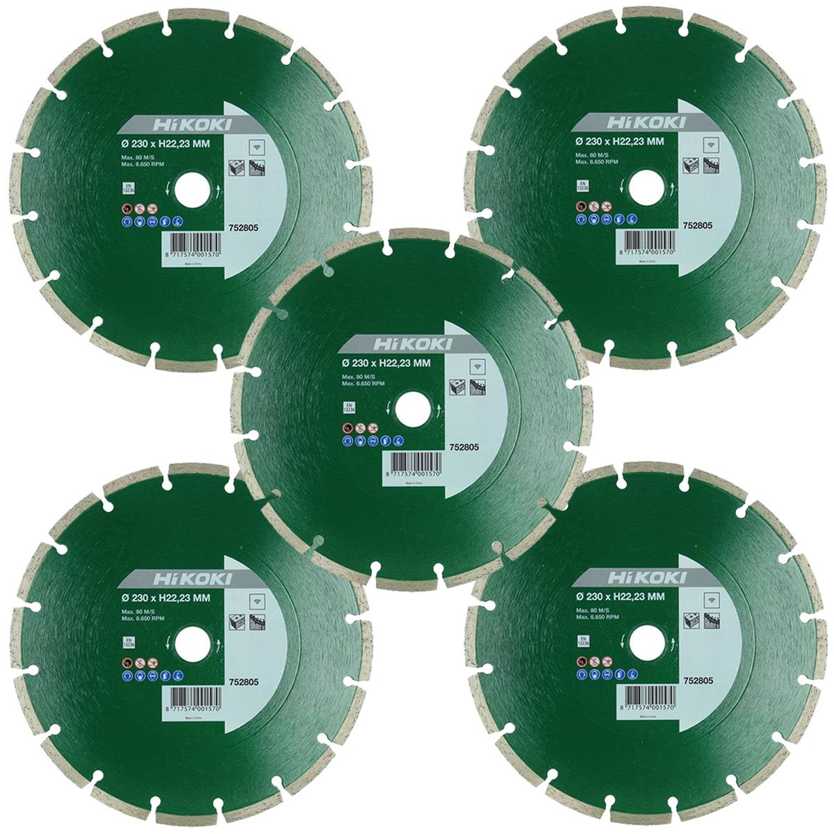 HiKOKI 752805 230mm Universal Diamond Saw Blade Pack of 5
