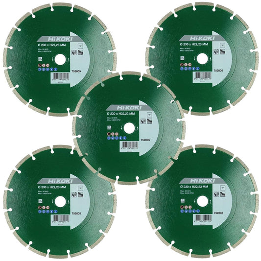 HiKOKI 752805 230mm Universal Diamond Saw Blade Pack of 5
