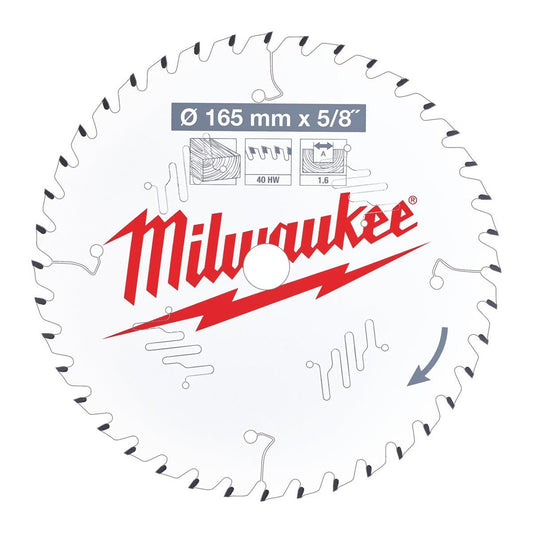 Milwaukee 165mm Circular Saw Blade 40T 4932471312
