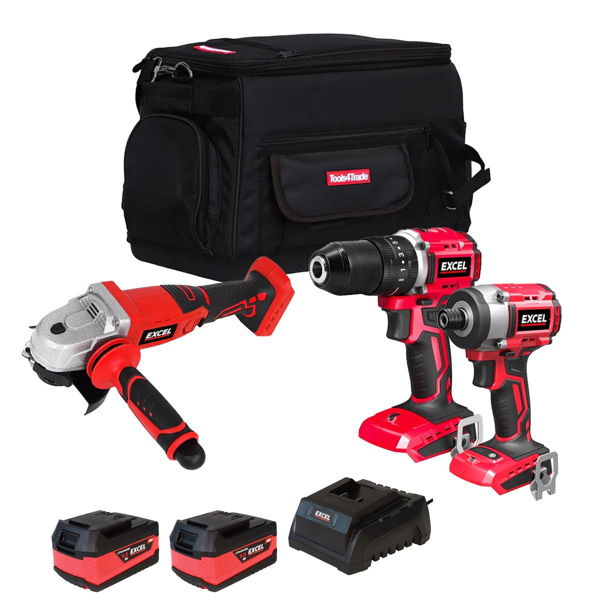 Excel 18V 3 Piece Power Tool Kit with 2 x 5.0Ah Battery & Charger EXLKIT-16280