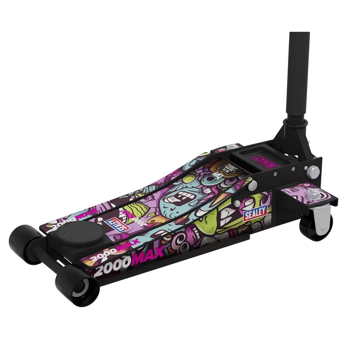 Sealey 2000CB Low Profile Custom Design Trolley Jack with Rocket Lift 2 Tonne Black