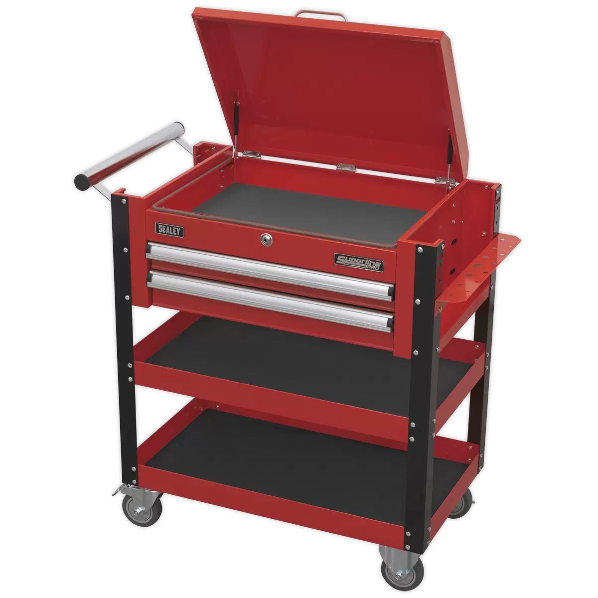 Sealey AP760M Heavy-Duty Mobile Tool Parts Trolley 2 Drawers Lockable Top Red