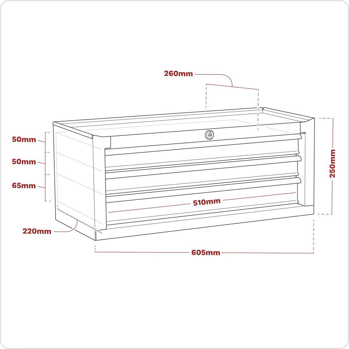 Sealey AP22309BBHV Mid-Box Tool Chest 3 Drawer with Ball-Bearing Slides