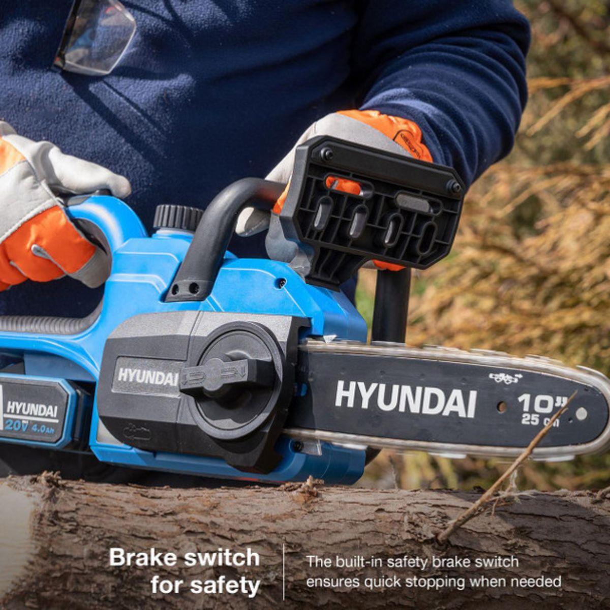 Hyundai HY20CCS10 20V Cordless Chainsaw 25cm 1 X 4Ah Battery and Charger