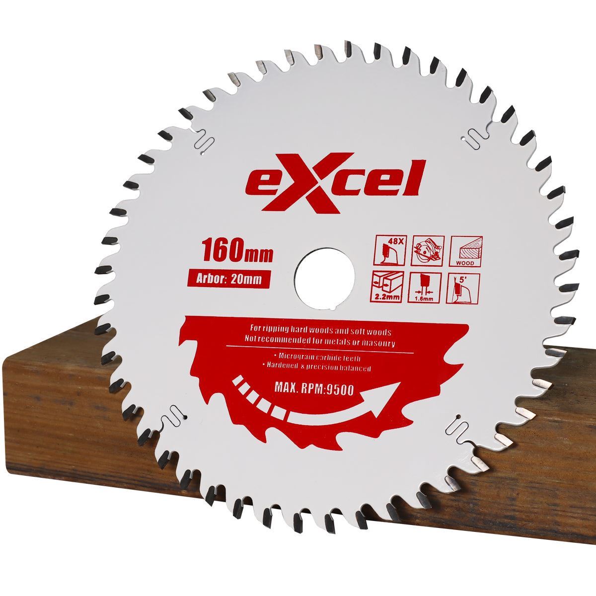 Excel 160mm Plunge Saw Blade Pro Series 48T Pack of 5