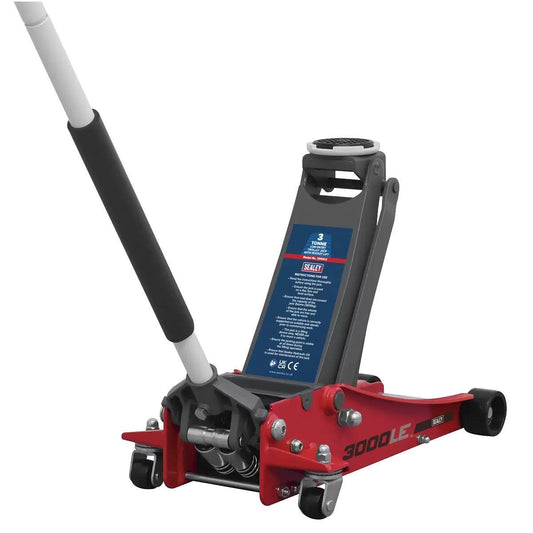 Sealey 3000LE Trolley Jack 3 tonne Low Entry Rocket Lift Red Mechanics