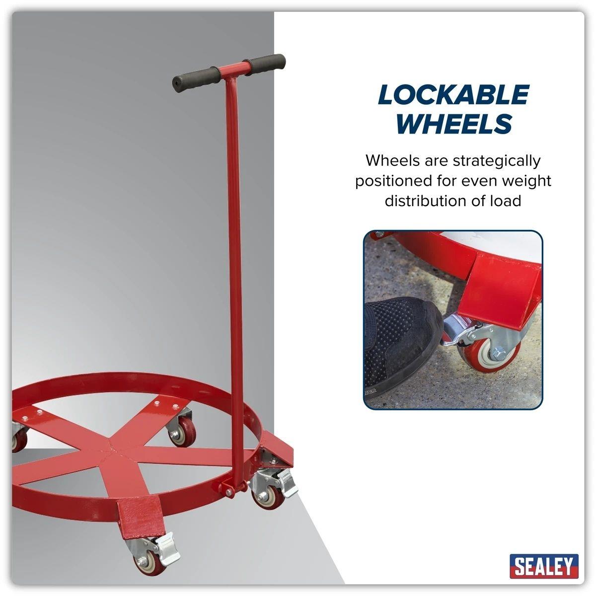 Sealey TP205H 205L Drum Dolly with Handle