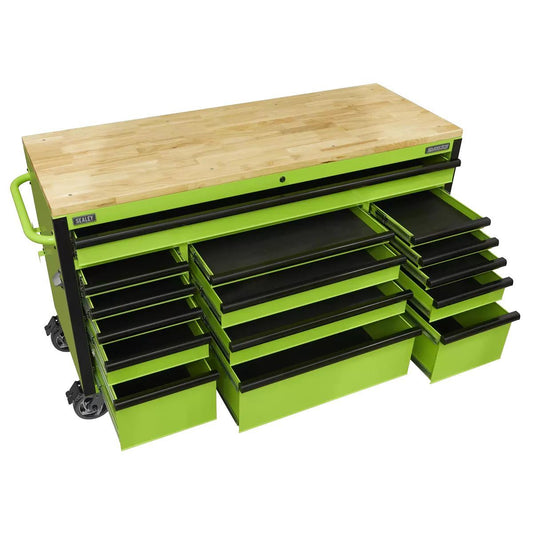 Sealey AP6115BE Mobile Trolley 15 Drawer with Wooden Worktop 1549mm
