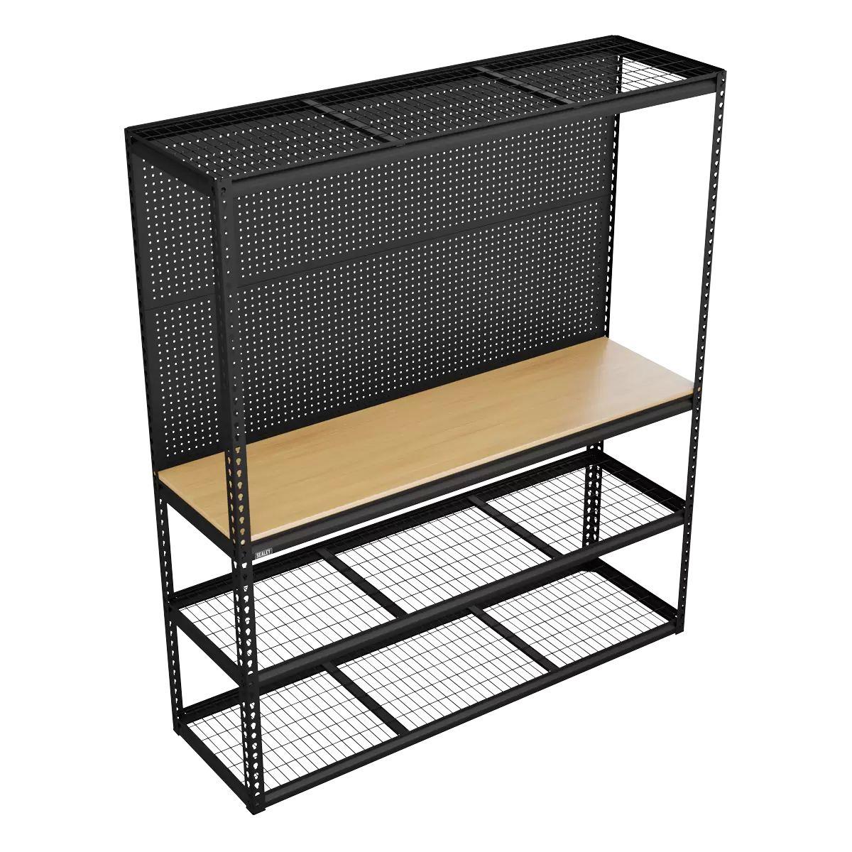 Sealey APMWB1 Heavy-Duty Modular Workbench with Racking & Pegboard 300kg Capacity Per Level