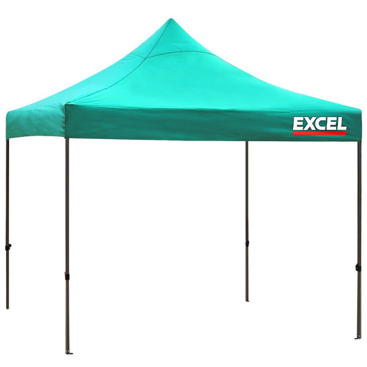 Excel Steel Gazebo 3m x 3m Green Heavy Duty Waterproof Wheel Bag with Sand Bag, Rope and Pegs