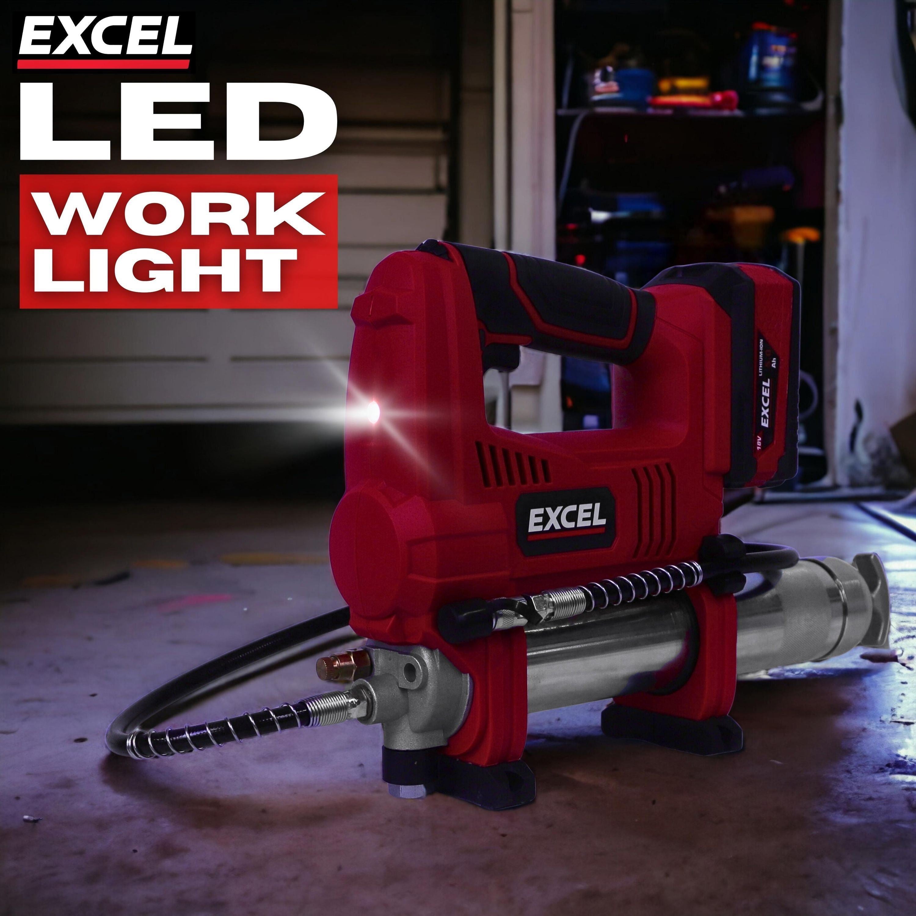 Excel 18V Cordless Grease Gun with Adaptor for Makita Battery