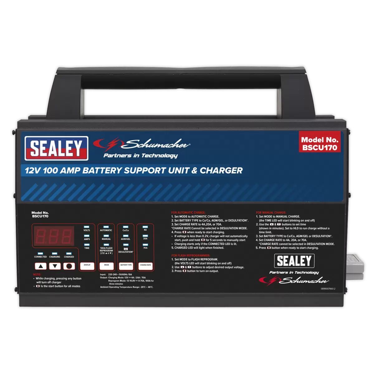 Sealey BSCU170 12V Schumacher Battery Support Unit Charger