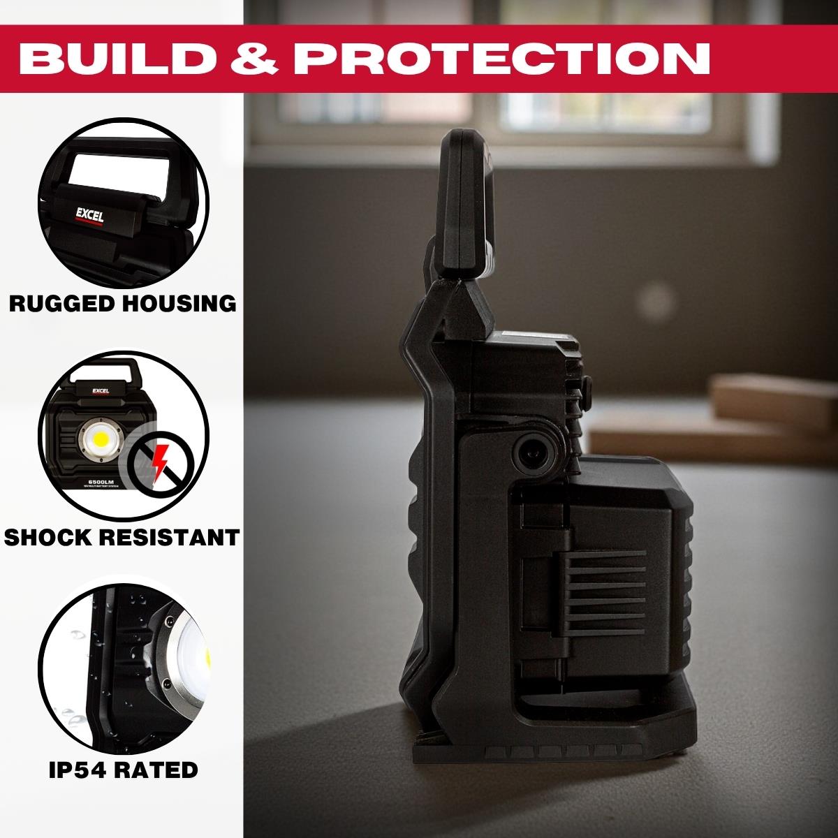 Excel 18V/240V LED Work Light 6500 Lumens with Makita 1 x 3.0Ah Battery & Charger