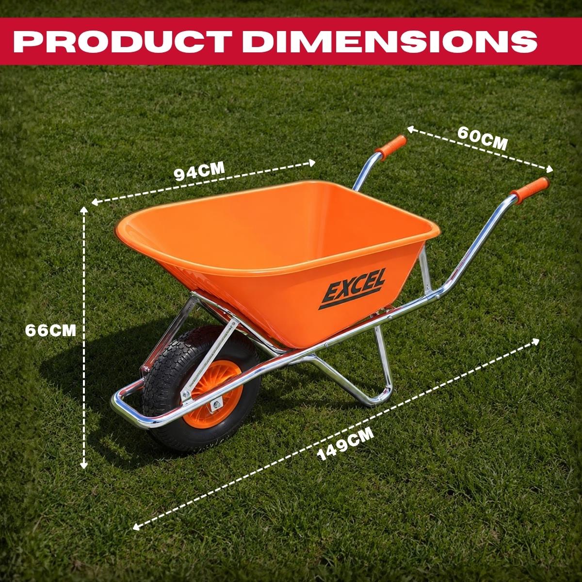 Excel 70L Portable Cement Concrete Mixer 240V/220W with Wheels & 100L Wheelbarrow Chrome Plated Frame