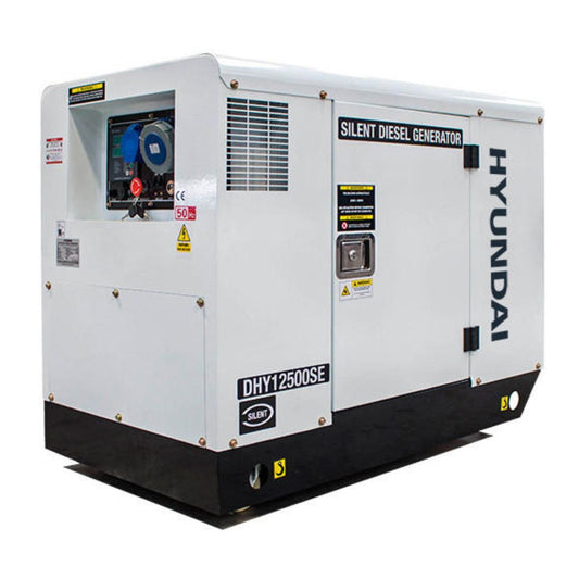 Hyundai DHY12500SE Diesel Generator, 230v Single Phase Output, Quiet Silenced Canopy 10kW/12.5kVA