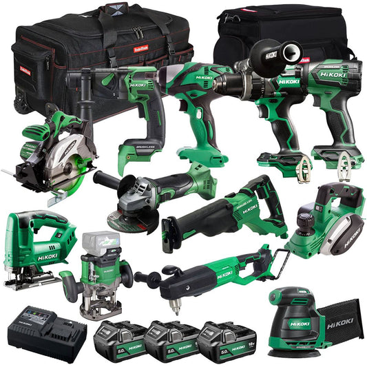 Hikoki 18V 12 Piece Power Tool Combo Kit with 3 x 5.0Ah Battery & Charger T4TKIT-27286