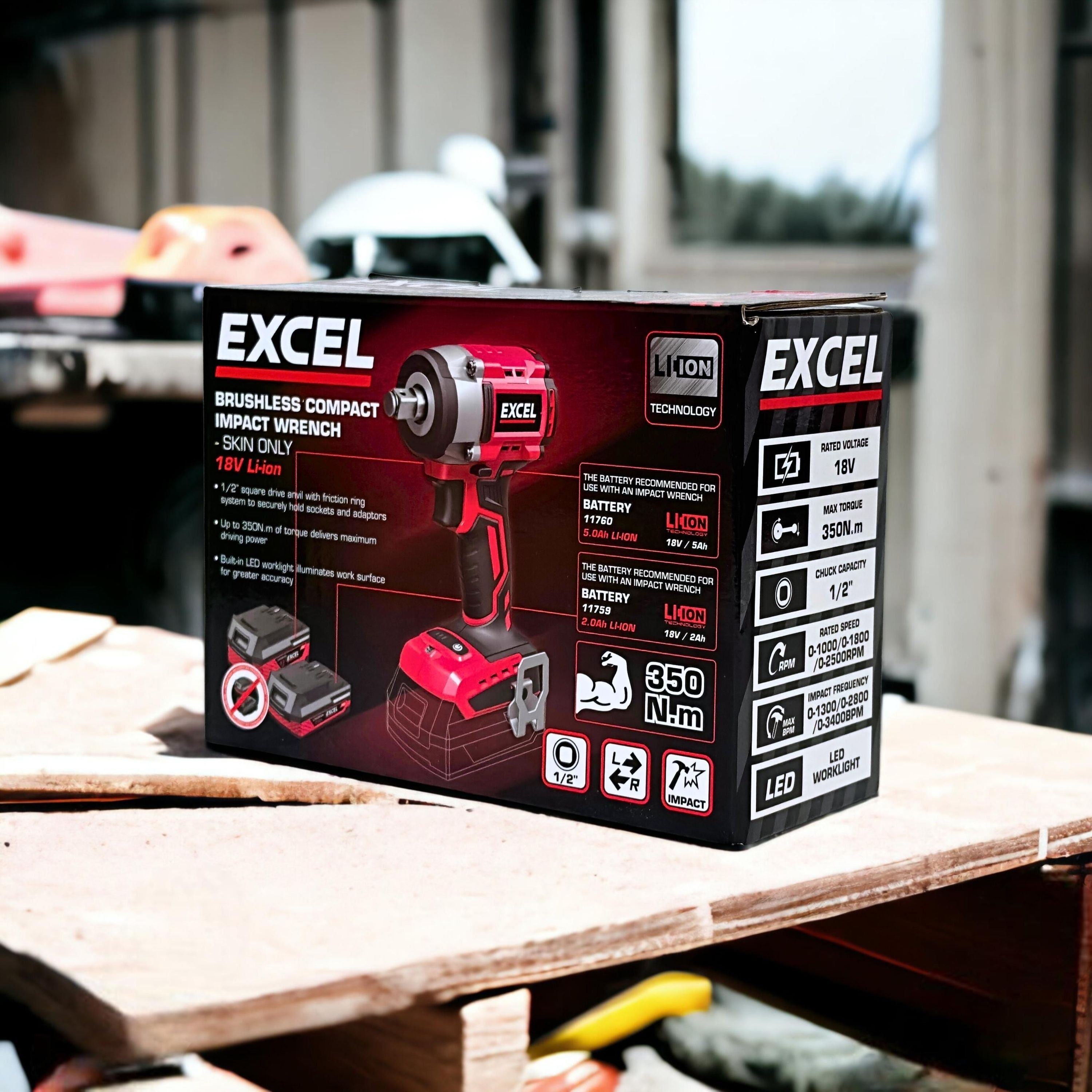 Excel 18V Cordless Brushless Impact Driver with 1 x 2.0Ah Battery Charger & Bag
