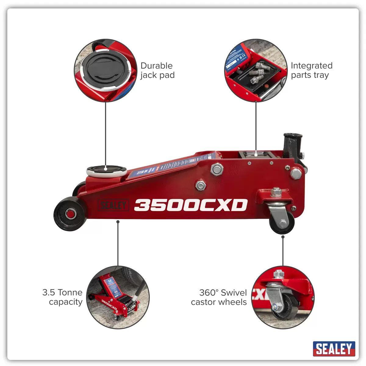 Sealey 3500CXD Trolley Jack with Super Rocket Lift 3.5 Tonne