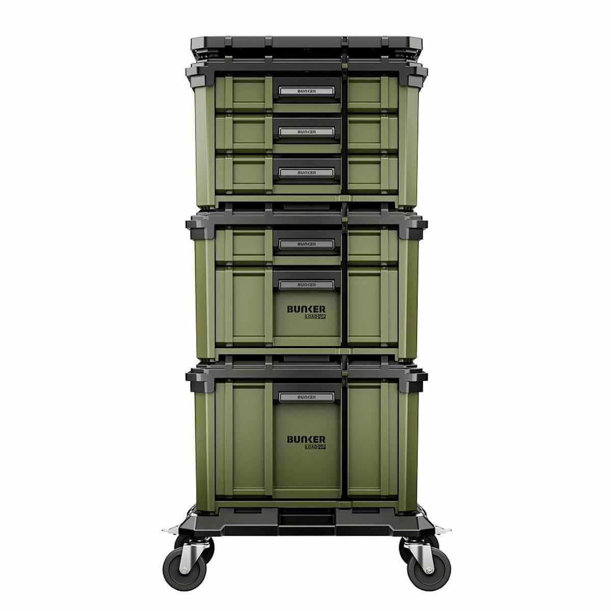 BUNKER B600-5PC Load-Up 5 Piece Modular Tool Storage System with Roller Drawer Heavy Duty Stackable Tool Box 32261