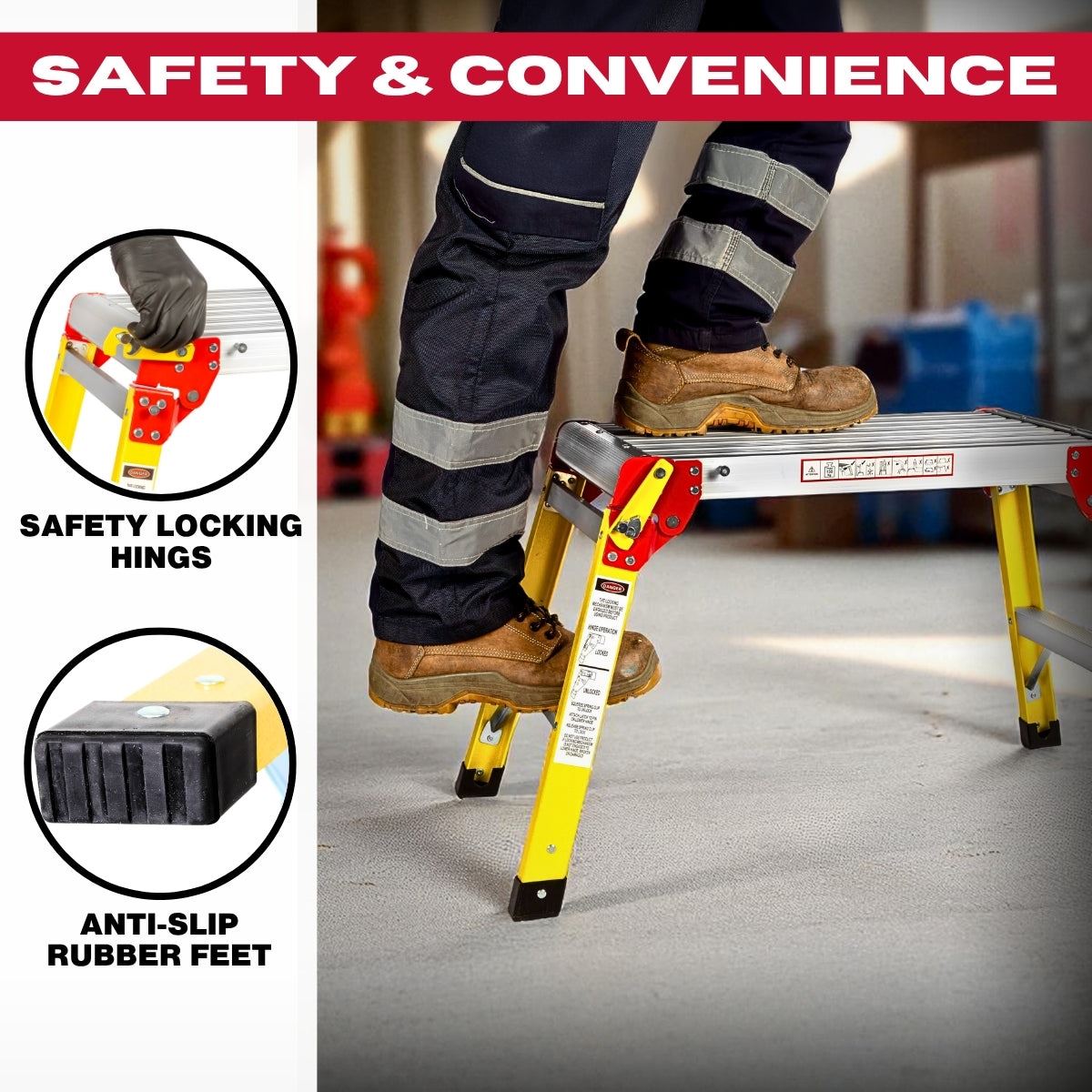 Excel Fibreglass Work Bench Platform Heavy Duty Folding Hop Up 300mm x 600mm