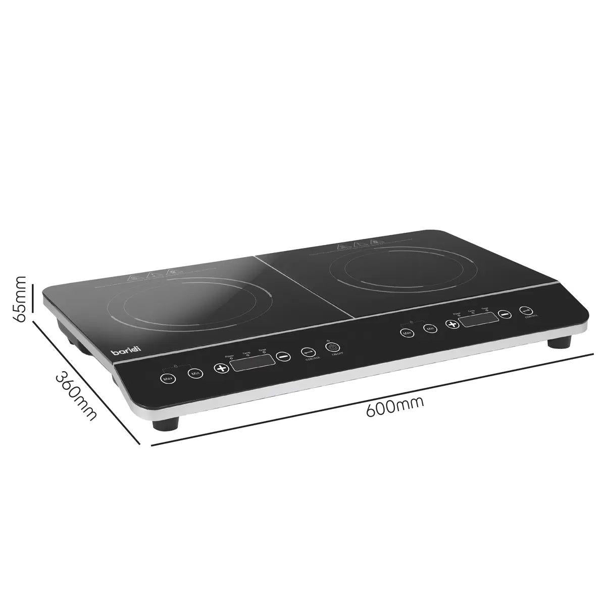 Sealey DH146 Baridi Portable Induction Hob with 2 Cooking Zones 60 x 36 x 6.5cm Black 240V