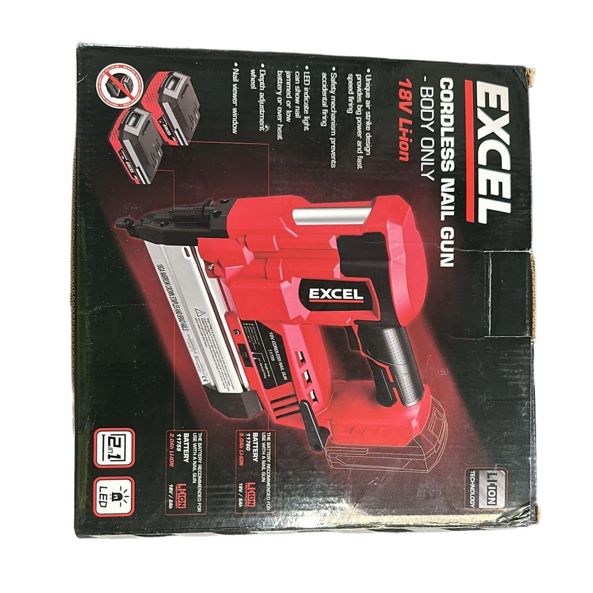 Excel 18V Cordless Second Fix Nailer (Battery & Charger Not Included) Item Condition Used