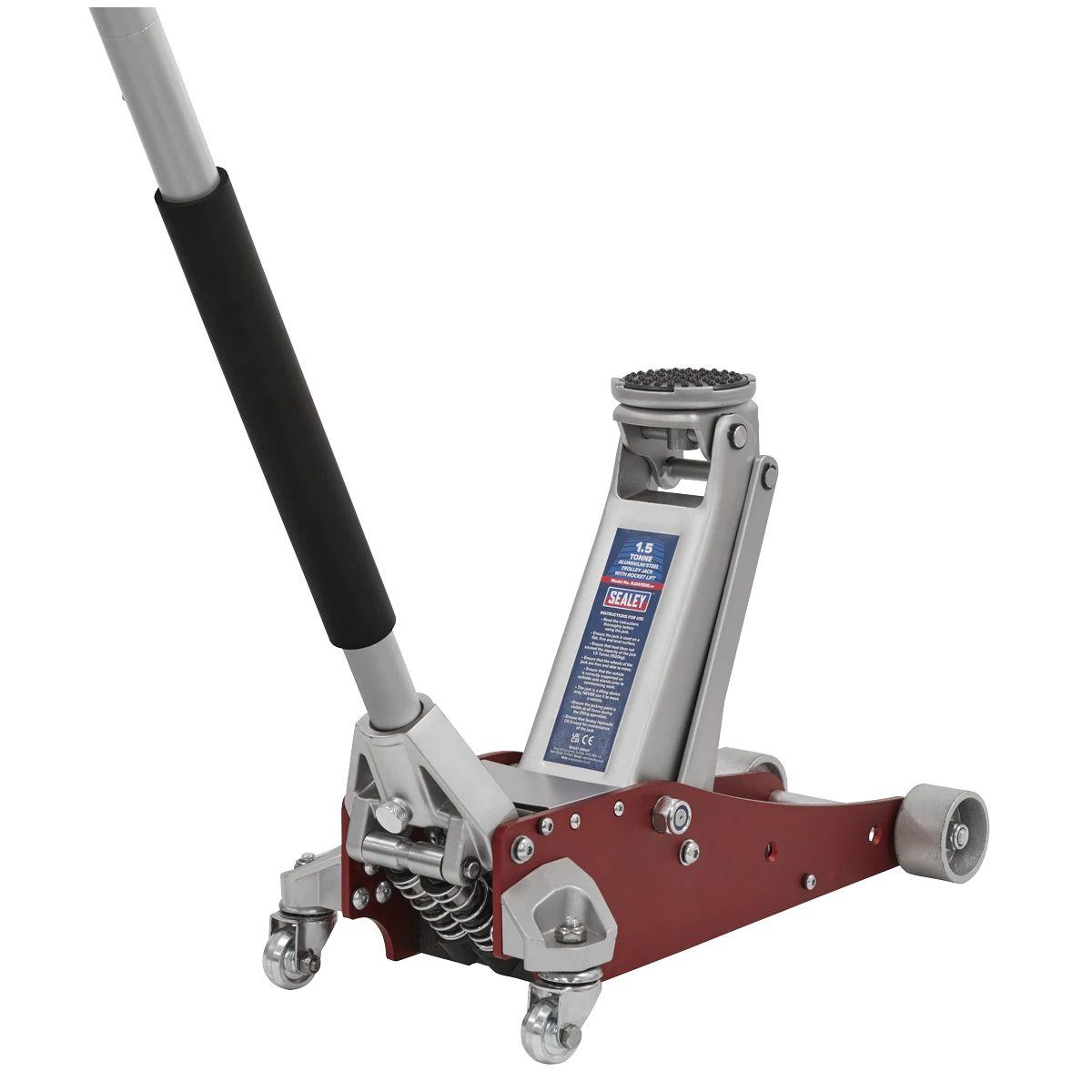 Sealey RJAS1500 Trolley Jack 1.5 Tonne Ton Aluminium Steel Rocket Lift Low Entry