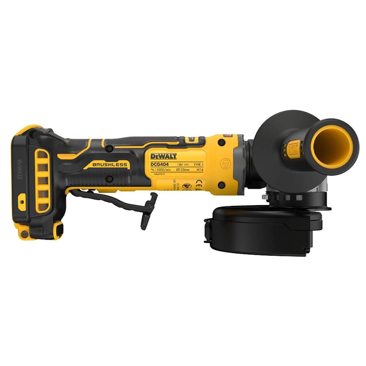 Dewalt DCG404N-XJ 18V XR Brushless Angle Grinder With 1 x 5.0Ah Battery & Charger