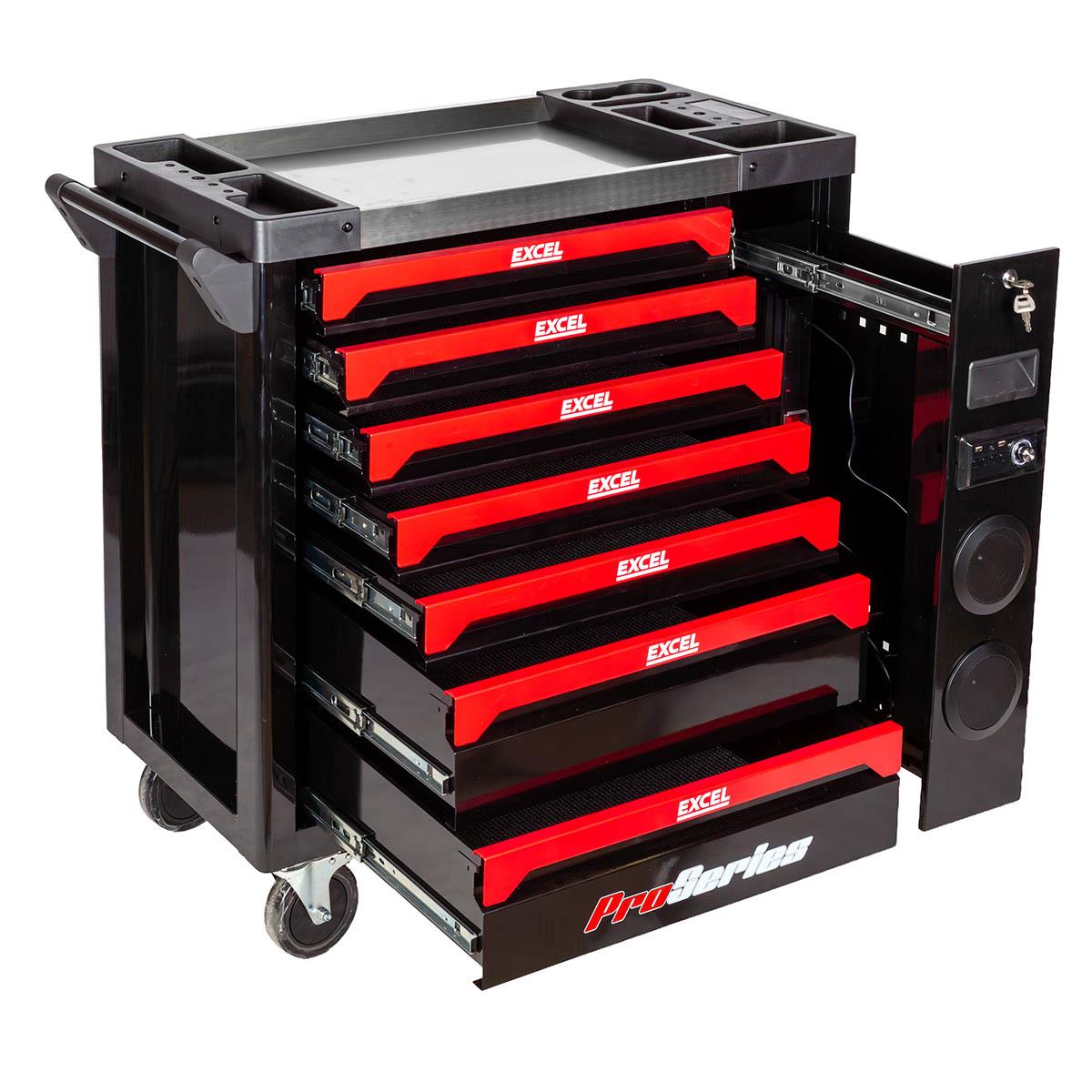Excel 7 Drawer Mobile Tool Cabinet with Built-In Speakers
