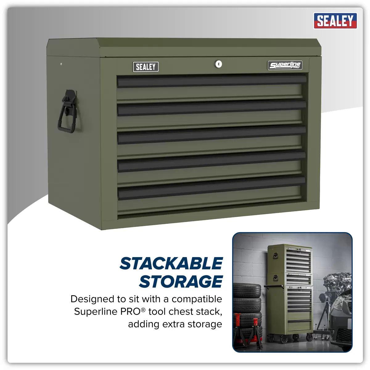 Sealey AP26059TK Superline PRO Heavy-Duty Topchest 5 Drawer Khaki