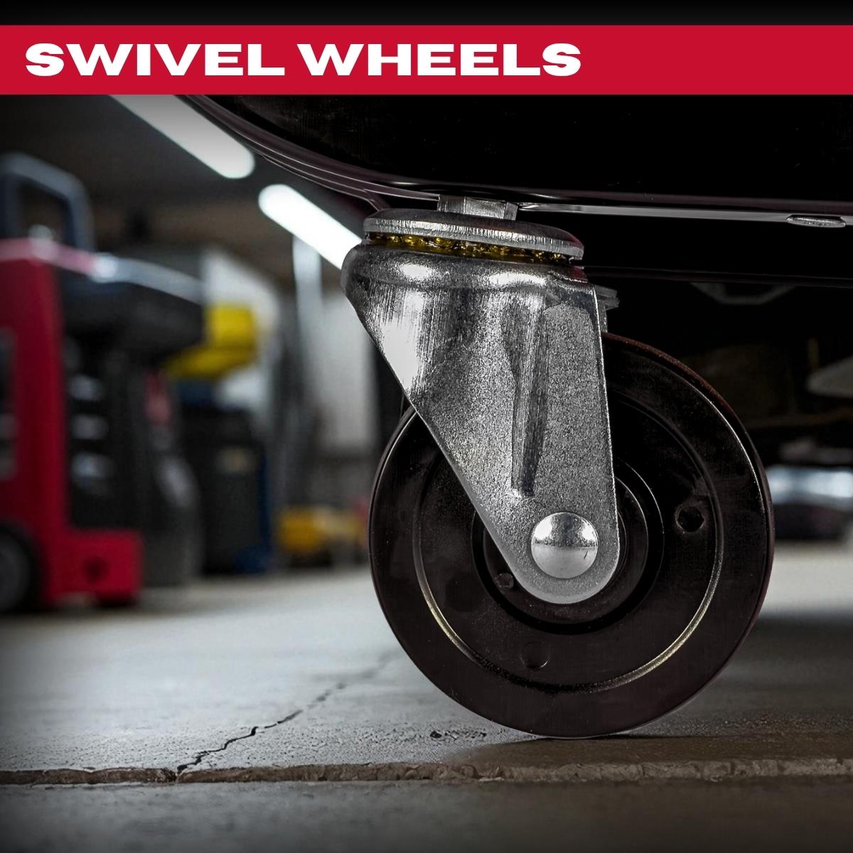 Excel Utility Seat with Toolbox – Padded Rolling Work Stool with 3 Drawers, Can Holders & 150kg Load Capacity