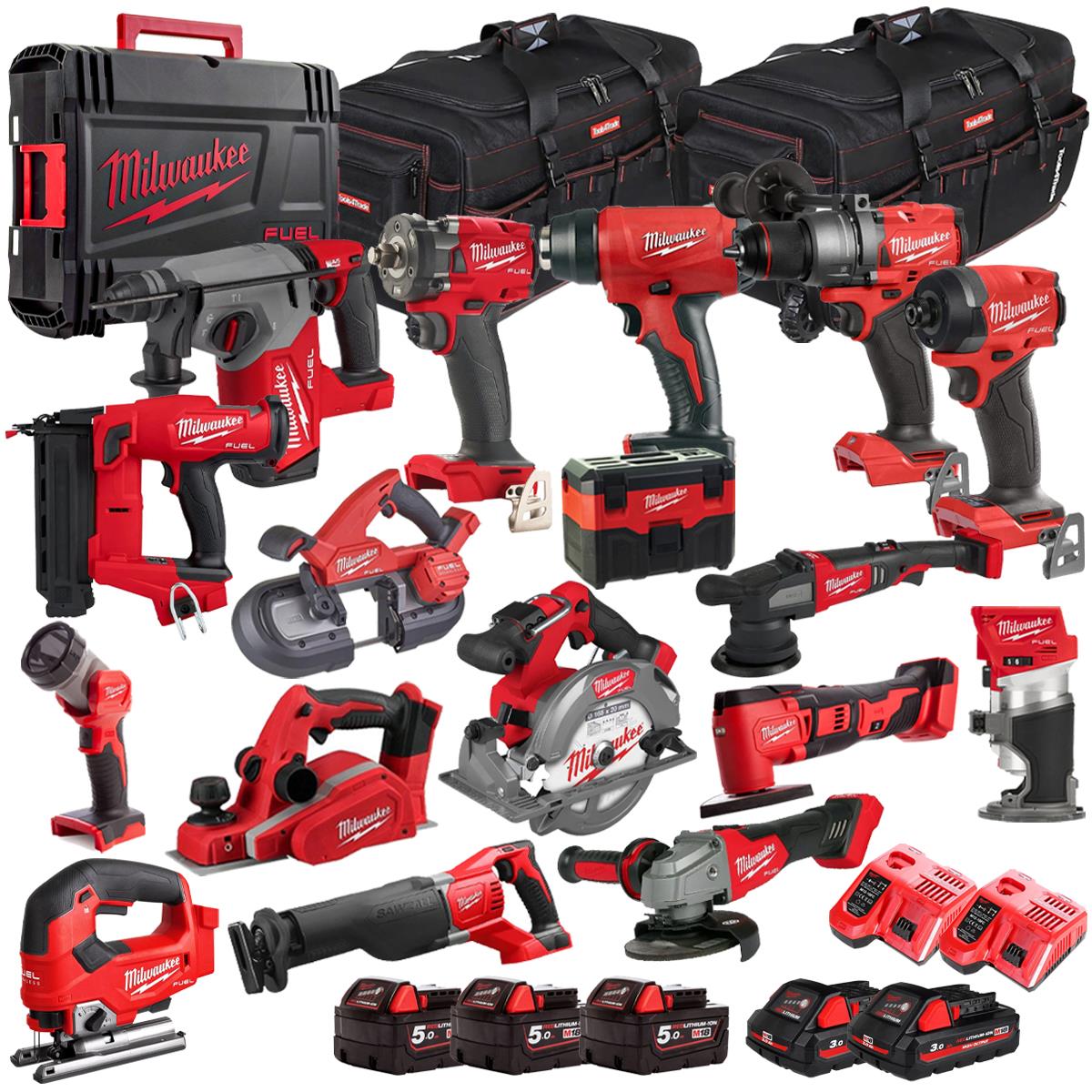 Milwaukee 18V 17 Piece Combo Kit with 5 x Batteries & Charger M18T4TKIT-4610