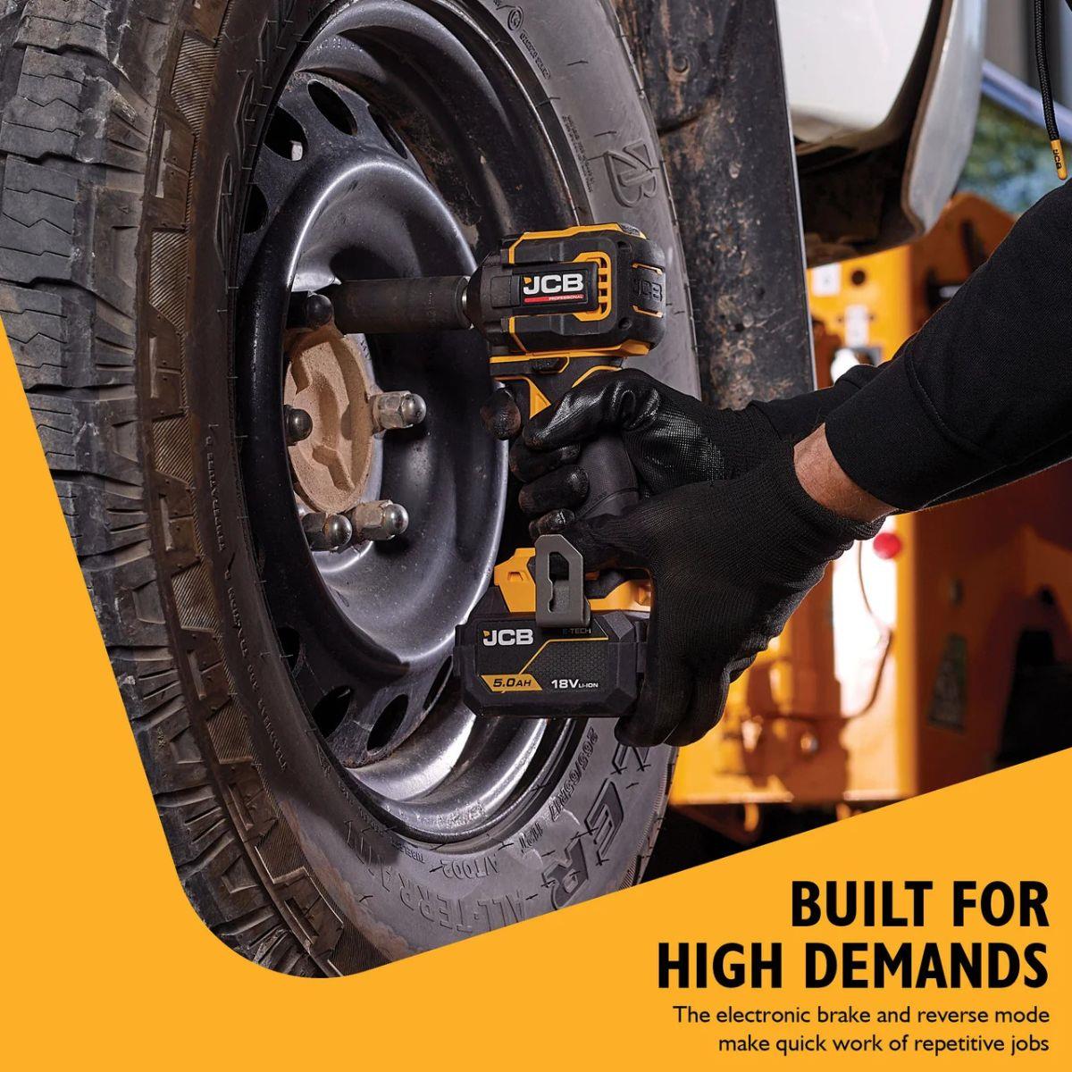 JCB-18PIW-350 18V 1/2 Inch Impact Wrench 350Nm Nut-Busting Torque Body Only