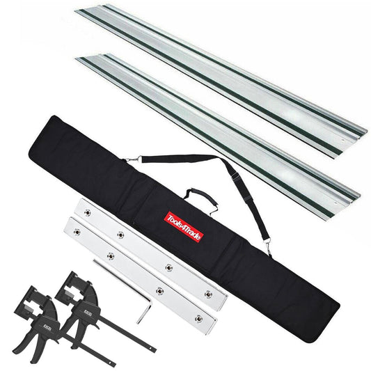 Excel Plunge Saw Accessories Kit 2 x 1500mm Guide Rails, Connectors, Clamps and Rail Bag