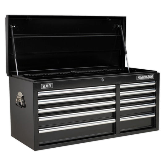 Sealey AP41110B 10 Drawer Topchest with Ball-Bearing Slides -Black