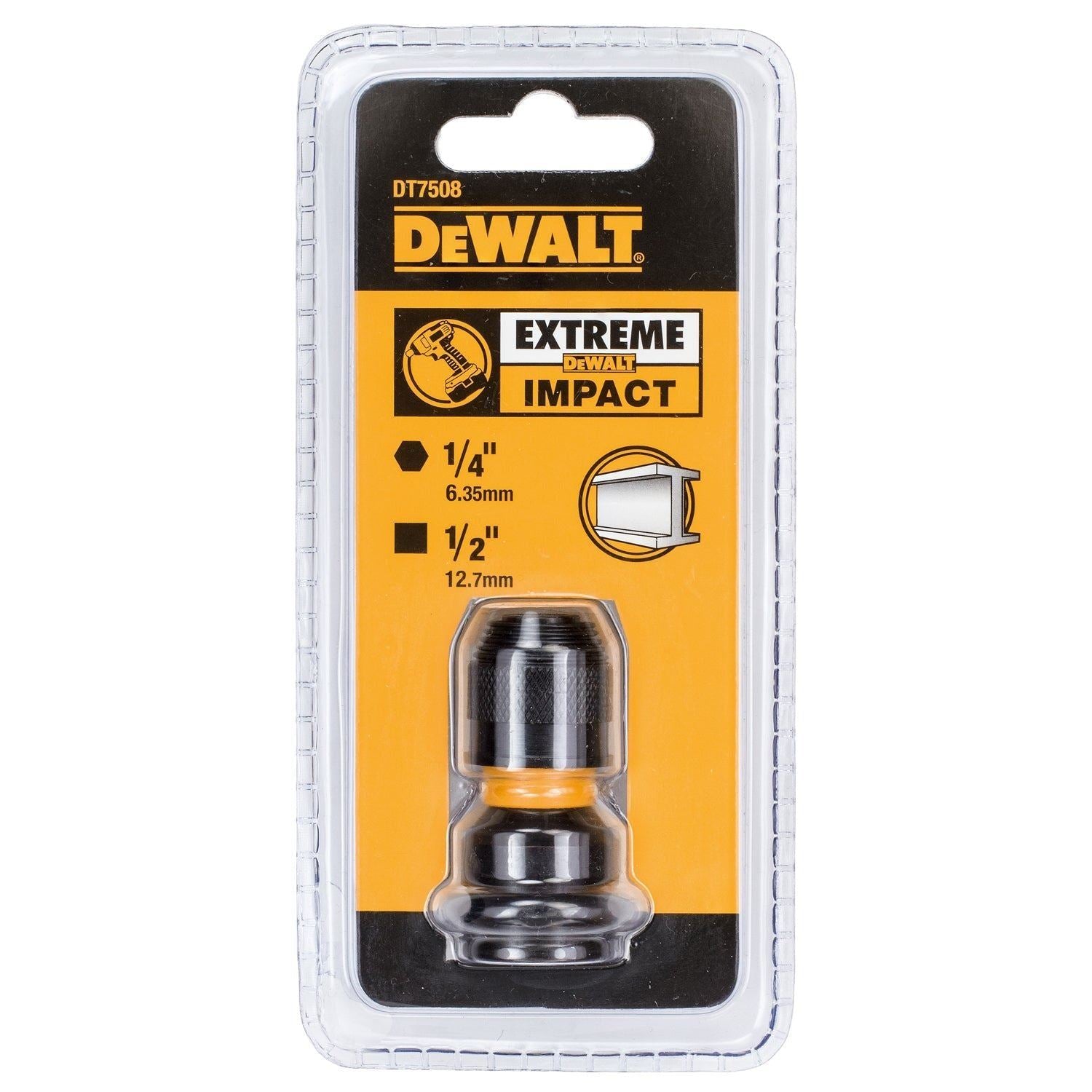 DeWalt DT7508 1/2in Drive to 1/4in Hex Impact Adaptor