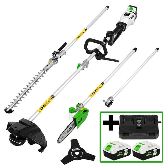 Excel 20V Cordless 5-in-1 Brushless Garden Multi Tool with 2 x 4.0Ah Batteries & Dual Port Charger