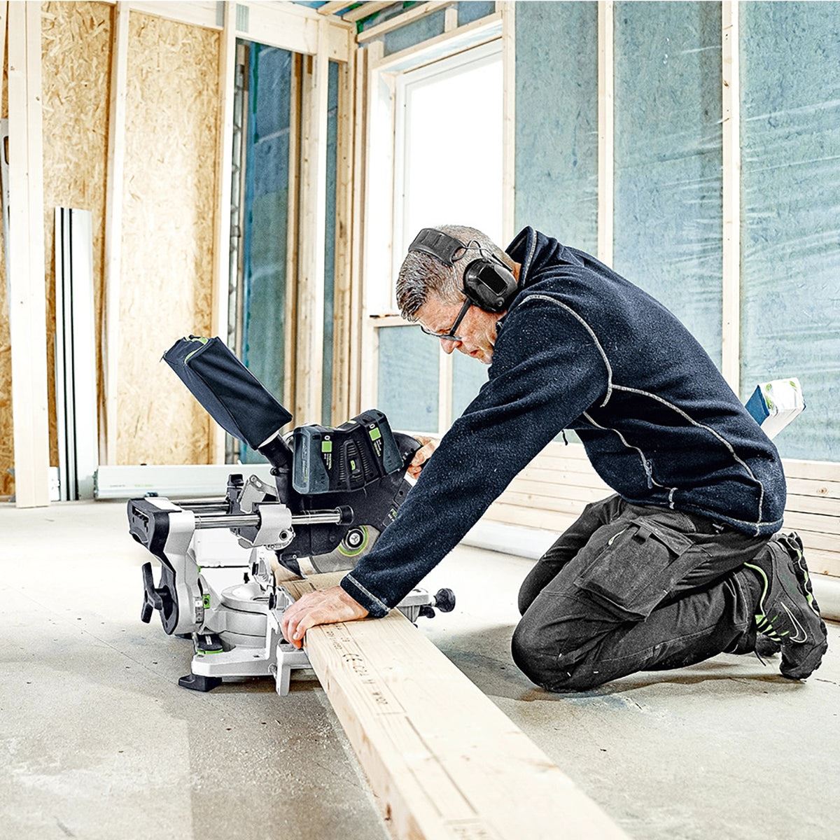 Festool KAPEX KSC 60 EB-Basic 36V 216mm Sliding Compound Mitre Saw - 577775 With 2x5,0/TCL 6 DUO GB Energy Set 577708